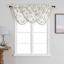 Kate Aurora 1 Piece Printed Cherry Blossom Beaded Rod Pocket Window Valance - Taupe