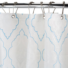 Kate Aurora Blue, White & Frosted Clear Moroccan Medallion Peva Vinyl Eco Friendly Shower Curtain - Standard Size