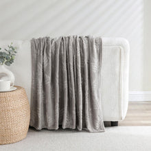 Kate Aurora Ultra Soft & Plush Hypoallergenic Pascal Leaf Accent Fleece Throw Blanket - 50" x 60" - Gray