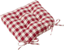 Kate Aurora Country Living Gingham Plaid Checkered Country Farmhouse Chair Cushion Pads - 1 Piece, Country Burgundy