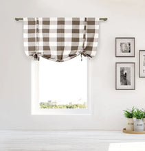 Kate Aurora Country Farmhouse Large Buffalo Plaid Tie Up Window Curtain With Ties