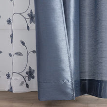 Kate Aurora Jasmine Embroidered 6 Piece Rod Pocket Coordinating Sheer Window Curtain Panels - Blue