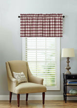 Kate Aurora Living Country Farmhouse Plaid Gingham Checkered Window Valance - 58 in. W x 14 in. L, Country Burgundy