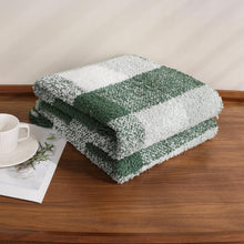 Kate Aurora Country Farmhouse Chic Ultra Soft Chenille Buffalo Check Plaid Throw Blanket - 50" x 60" - Green