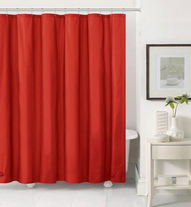 Heavy Duty Red 10 Gauge Hotel Non-Toxic Odor Free PEVA Shower Curtain Liner - Mold & Mildew Resistant