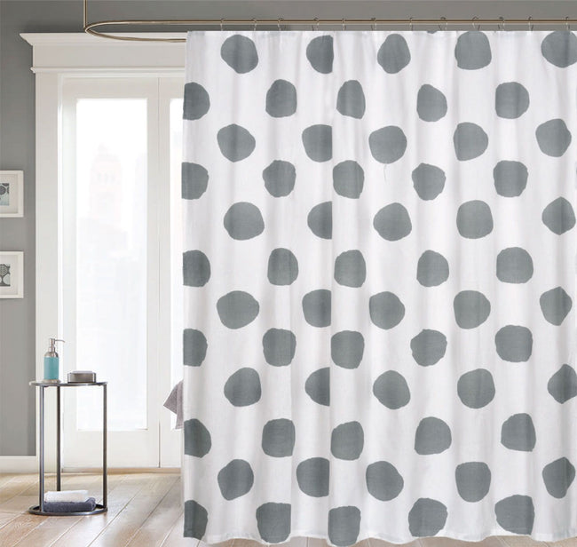 Kate Aurora Contemporary Art Oversized Polka Dots Fabric Shower Curtain - Gray