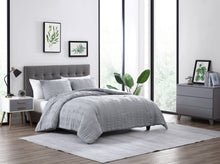 Kate Aurora Modern Accents Jodi Ruffled Embossed 3 Piece Comforter & Pillow Shams Set  , Gray - Queen