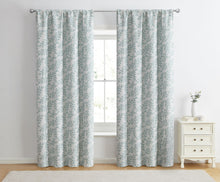 Kate Aurora 1 Piece Floral Leaf Light Reducing & Thermal Linen Blend Window Curtain Panel - 84 in. Long - Ivory/Green