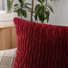 Kate Aurora Overfilled Crushed Velvet 1 Piece Zippered Christmas Accent Throw Pillow - 18" x 18" - Burgundy