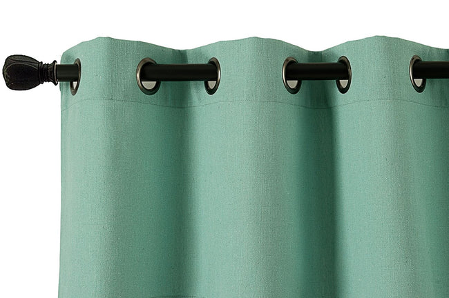 Kate Aurora Teen Decor Poly Cotton Coastal Aqua Colored Grommet Top Window Valance