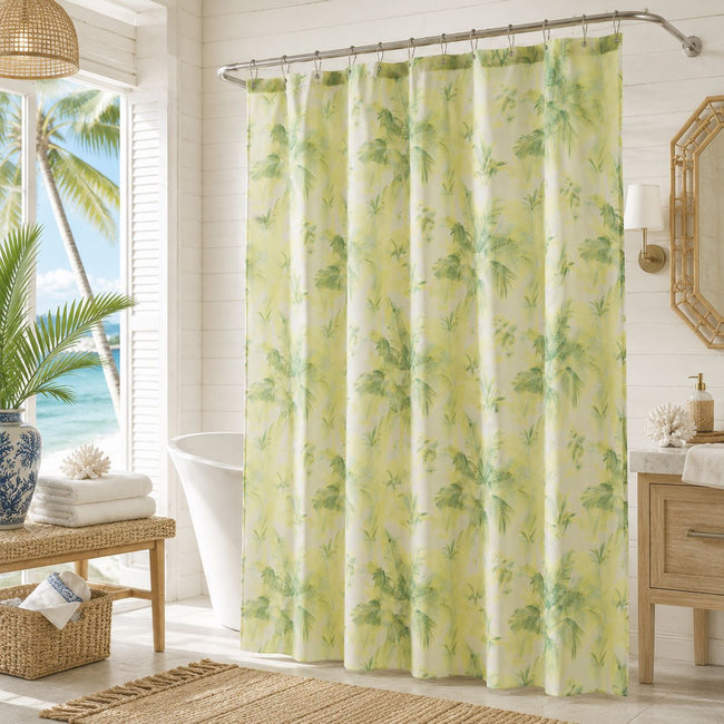Kate Aurora Tropical Palms Retreat Fabric Shower Curtain - Standard Size