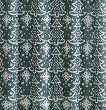 Kate Aurora Tis The Season Winter Christmas Trees & Snowflakes Green Fabric Shower Curtain - Standard Size