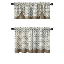 Kate Aurora Modern Geo 3 Pc Kitchen Curtain Tier & Valance Set - 56 in. W x 36 in. L, Taupe