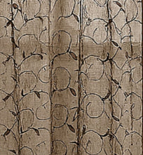 Kate Aurora Living Complete 4 Piece Linen Leaf Embroidered Complete Kitchen Curtain Set - 58 in. W x 36 in. L, Chocolate
