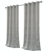 Kate Aurora Living 2 Pack Delaney Room Darkening Damask Print Grommet Curtain - 52 in. W x 84 in. L, Silver