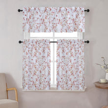 Kate Aurora Complete 3 Piece Rod Pocket Cherry Blossom Cafe Kitchen Curtain Tier & Valance Set - Rose