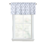 Kate Aurora Collections Trellis Lattice Rod Pocket Valance - 56 in. W x 18 in. L, Hunter Gray