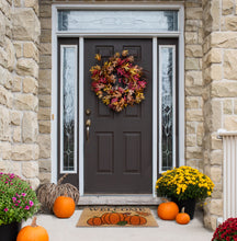 Kate Aurora Fall Autumn Foliage & Pumpkins Bristled Outdoor All Season Welcome Mat - 18"x30"