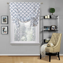 Kate Aurora Living Shabby Chic Trellis Quatrefoil Single Tie Up Window Curtain Shade - 42 in. W x 63 in. L, Navy