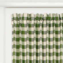 Kate Aurora Plaid Country Farmhouse French Door Curtain Panel With Matching Tieback - 25W x 40L, Sage Green
