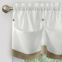 Kate Aurora Country Farmhouse Living Solid Colored Button Tuck Window Valance - 56in W x 14in L, Linen