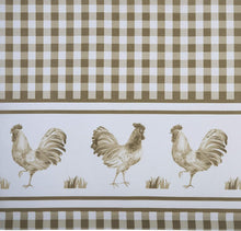 Kate Aurora Country Farmhouse Barnyard Plaid Rooster Kitchen Curtain Tier & Valance Set - 58 in. W x 36 in. L, Taupe