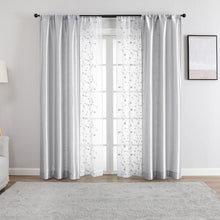Kate Aurora Gloria Embroidered 6 Piece Rod Pocket Coordinating Sheer Window Curtain Panels - Silver
