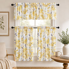 Kate Aurora 3 Piece Belissima Watercolor Floral Cafe Kitchen Curtain Tier & Valance Set - Yellow