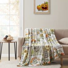 Kate Aurora Autumn Thanksgiving Patchwork Trucks & Pumpkin Patch Accent Plush Throw Blanket - 50 In. X 70 In.
