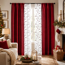 Kate Aurora Gloria Embroidered 6 Piece Rod Pocket Coordinating Sheer Window Curtain Panels - Burgundy