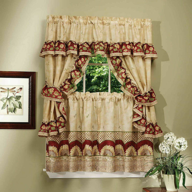 GoodGram Sunflower Complete 5 Piece Cottage Kitchen Curtain Set - 58 in. W x 24 in. L