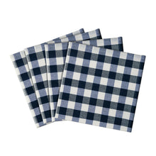 Kate Aurora Country Living 4 Pack Gingham Plaid Checkered Country Farmhouse Napkins - 8 in. W x 17 in. L, Navy