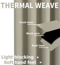 Kate Aurora 100% Thermal Blackout Bath & Kitchen Window Curtains - 50 in. W x 63 in. L, Linen