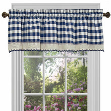 GoodGram Country Plaid Window Valance Treatment - 58 in. W x 14 in. L, Navy