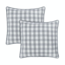 Kate Aurora 2 Pack Country Farmhouse Buffalo Plaid Zippered Pillow Covers - 18 in. W x 18 in. L, Gray