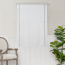 Kate Aurora Rod Pocket Textured Yarn Sheer Tie Up Balloon Curtain Window Panel - 63 in. Long - White