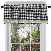GoodGram Buffalo Check Gingham Custom Window Curtain Treatments - Single Valance 58 in. W x 14 in. L, Navy