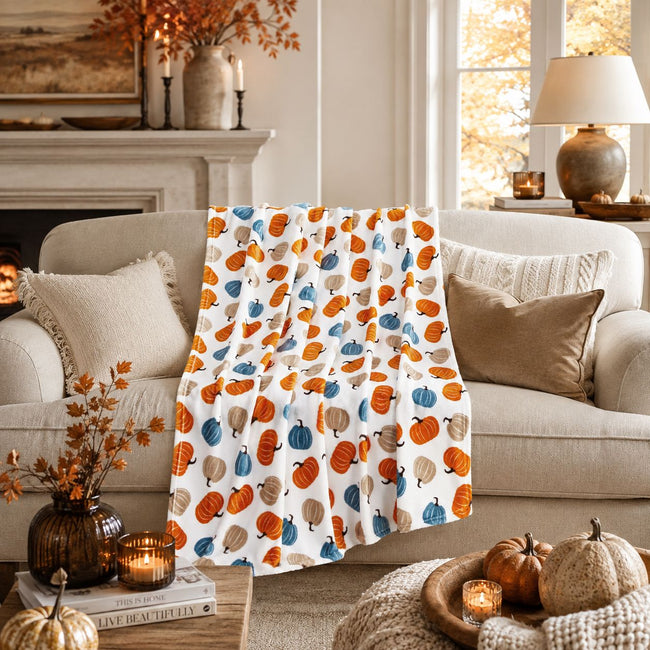 Kate Aurora Autumn Bold Pumpkins Medley Ultra Soft & Plush Accent Throw Blanket - 50 in. x 70 in.