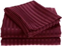 Kate Aurora 4-piece Premium Hotel Quality Striped Bed Sheet Sets - 39in W x 75in L, Burgundy