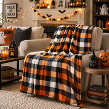Kate Aurora Autumn Accents Fall Halloween Harvest Plaid Ultra Soft Oversized Accent Plush Throw Blanket - 50 In. X 70 In.