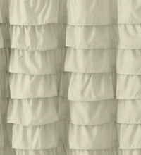 Kate Aurora Boho Chic Matelassé Ruffled Taupe Fabric Shower Curtain - 72 in. Long