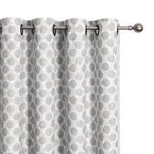 Kate Aurora 2 Piece Contemporary Chic Metallic Abstract Circles Light Filtering Grommet Top Curtains - White