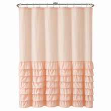 Kate Aurora Melanie Shabby Chic Gypsy Semi Ruffled Fabric Shower Curtains - Peach