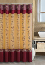 Kate Aurora Royal Living Daphne Embroidered Sheer & Taffeta Fabric Shower Curtain - Burgundy