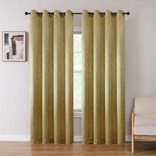 Set of 2 Leeds Floral Leaves Embossed Light Filtering Grommet Top Window Curtain Panels - Kate Aurora - Gold
