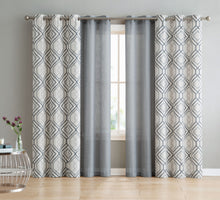 Kate Aurora Coordinating 4 Piece Geometric & Solid Grommet Top Window Curtain Set