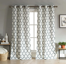 Kate Aurora Extra Long Fallon 2 Piece Sheer Lattice Design Grommet Top Window Curtain Panels - 112 in. Long - Navy