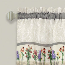 Kate Aurora 3 Piece Gardenia Florals Rod Pocket Kitchen Curtain Tier & Valance Set - 24 in. Long