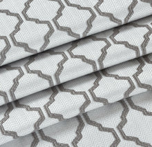 Kate Aurora White & Gray Moroccan Geometric Kitchen Curtain Tier & Valance Set