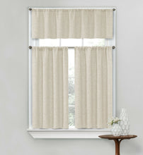 Kate Aurora Complete Textured 3 Piece Café Kitchen Curtain Tier & Valance Set - 56 in. W x 15 in. L, Ivory